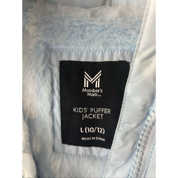 Members mark girls puffer blue fur hood 10/12 new - Picture 2 of 6